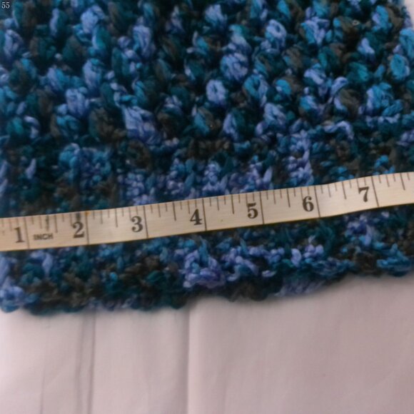 CROCHETED MESSY BUN HAT  Blue/Teal - Picture 3 of 3